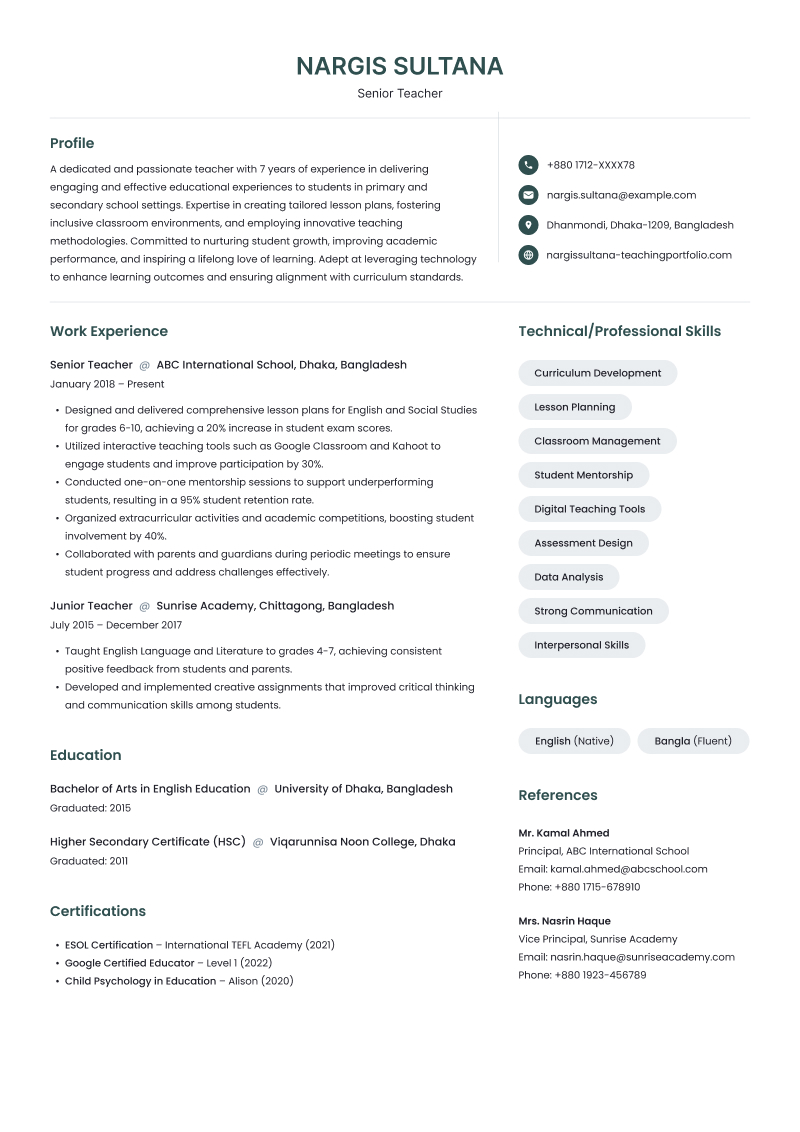 Resolve resume template