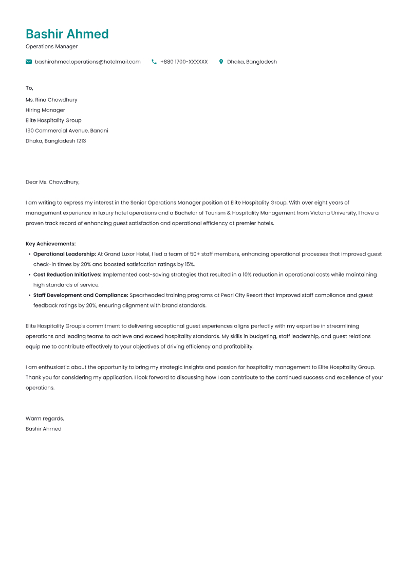 Visionary cover-letter template