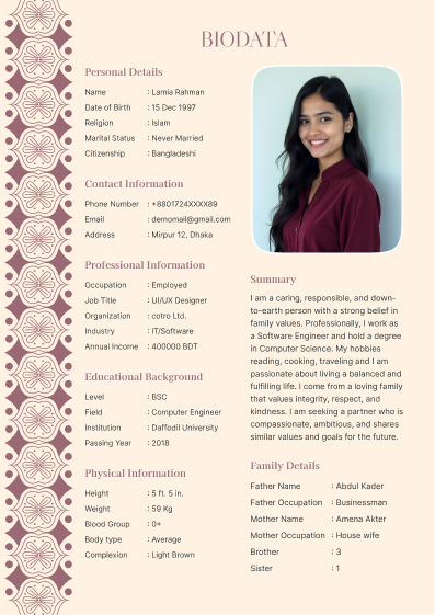 Roots marriage-cv template