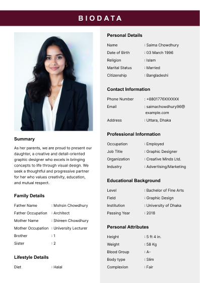 Calm marriage-cv template