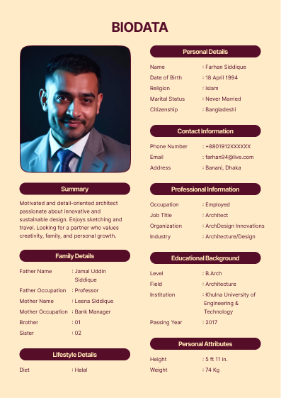Breeze marriage-cv template