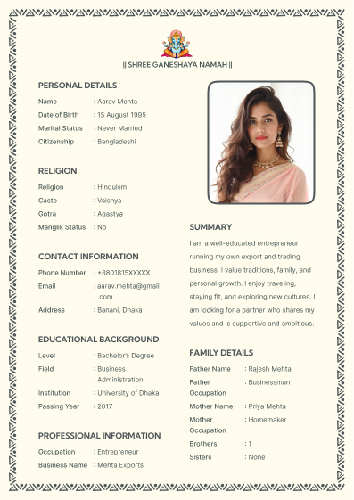 Sanskar marriage-cv template