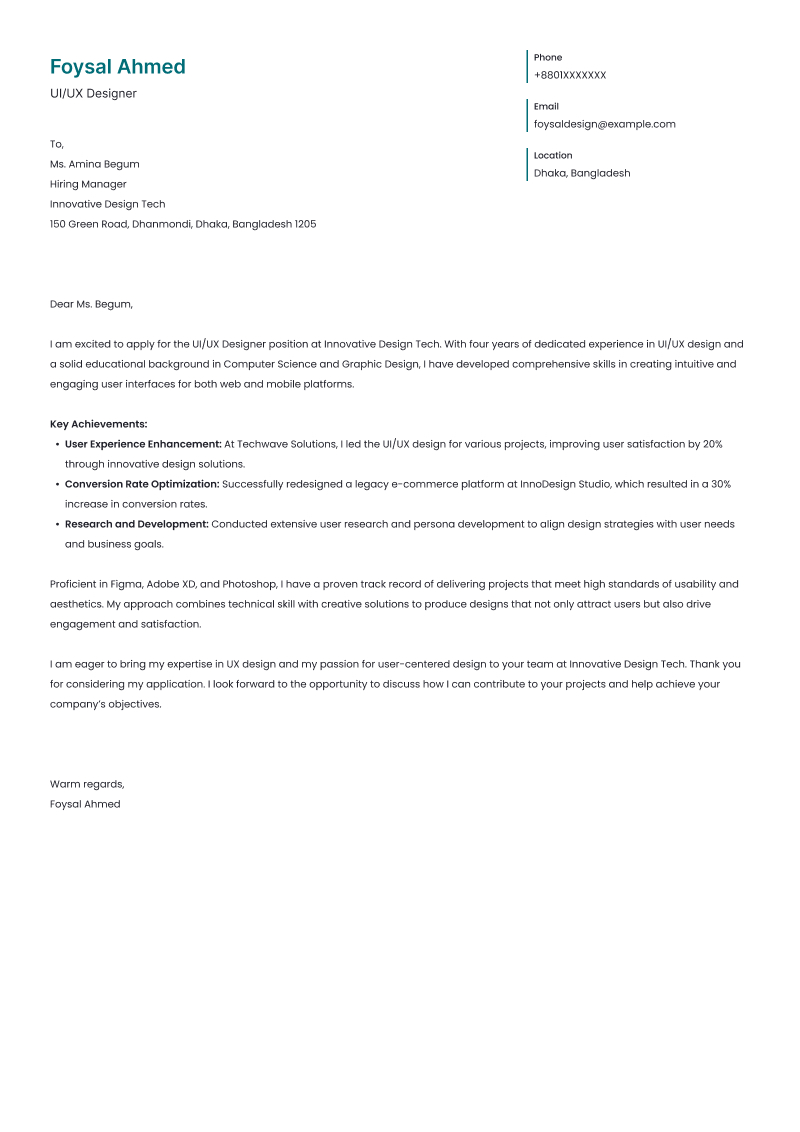 Cover Letter Templates 4