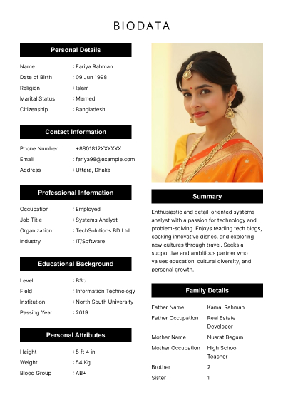 Marriage CV Templates 8