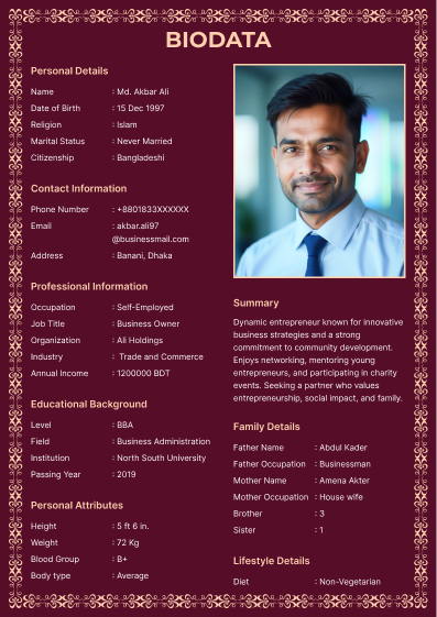 Edit this marriage-cv template